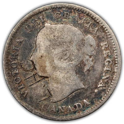 SOLD Canada 1884 5 Cents Silver Coin - Very Good (graffiti)