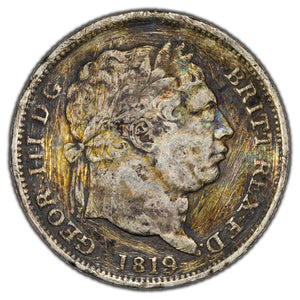 SOLD Great Britain 1819 One Shilling Silver Coin - Damaged