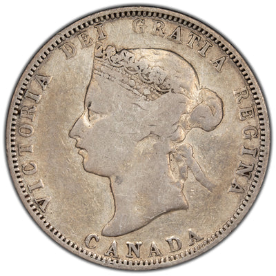 Canada 1881-H 25 Cents Quarter Silver Coin - Cleaned