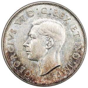 SOLD Canada 1947 Straight 7 50 Cents Half Dollar Silver Coin - EF+