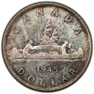 SOLD Canada 1945 5/5 $1 Silver Dollar Coin - AU