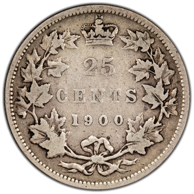 Canada 1900 25 Cents Quarter Silver Coin - Fine