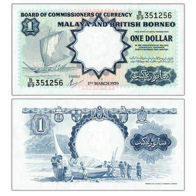 Malaya & British Borneo 1959 $1 One Dollar Note P#8a - Choice Uncirculated