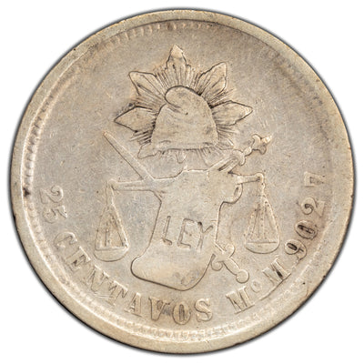 Mexico 1891 25 Centavos Silver Coin