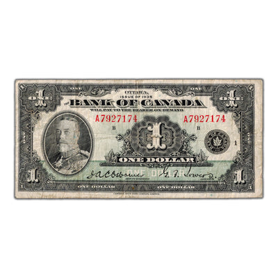 $1 1935 Bank of Canada Note English Text Series A BC-1 - F/VF
