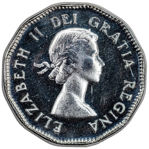 SOLD Canada 1953 NSF Far Leaf 5 Cents Nickel Coin - MS-64