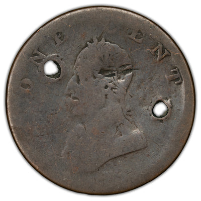 United States N.D (c.1820) Washington Double Head One Cent Token Baker-6 - Holed