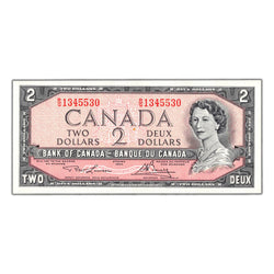 SOLD $2 1954 Bank of Canada Note Lawson-Bouey R/G Prefix BC-38d - Choice UNC