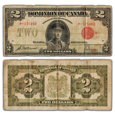 SOLD $2 1923 Dominion of Canada Note Red Seal Series P DC-26g