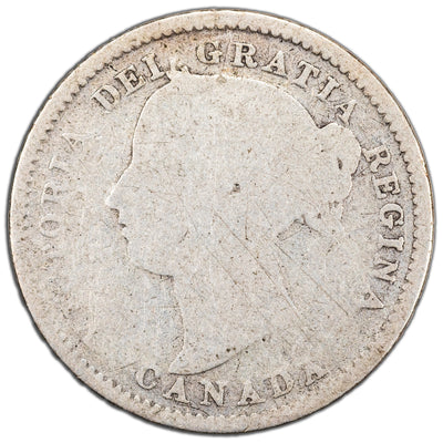 Canada 1894 Obv. 5 10 Cents Dime Silver Coin - aG