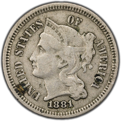United States 1881 3 Cents Nickel Coin