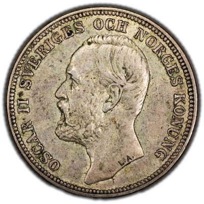 Sweden 1904 2 Kronor Silver Coin KM #761