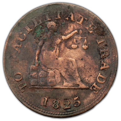 Lower Canada 1825 Closed Sleeve Halfpenny Token LC-53A2 - Cleaned