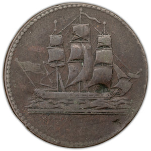 SOLD P.E.I (1829) Ships Colonies & Commerce Halfpenny Token PE-10-1 - Damaged