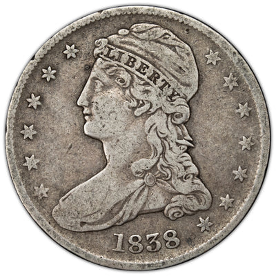 SOLD United States 1838 Reeded Edge 50 Cents Capped Bust Half Dollar Silver Coin