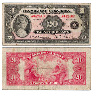SOLD $20 1935 Bank of Canada English Text Large Seal BC-9a - Fine