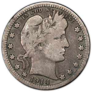 SOLD United States 1914 25 Cents Barber Quarter Silver Coin