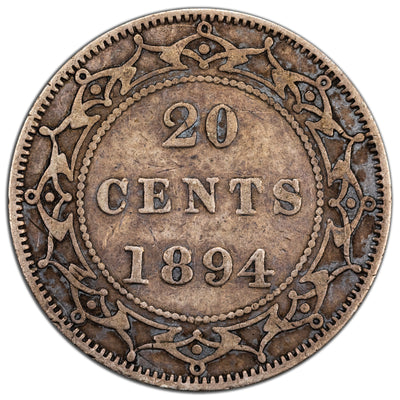 Newfoundland 1894 20 Cents Silver Coin - F-15