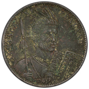 SOLD New Zealand C.1881 Miner & Thompson One Penny Token R #370 - Corrosion