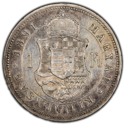 Hungary 1891 Forint Silver Coin KM #475