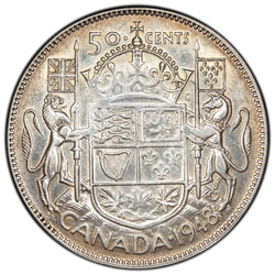 Canada 1948 50 Cents Half Dollar Silver Coin - Extra Fine