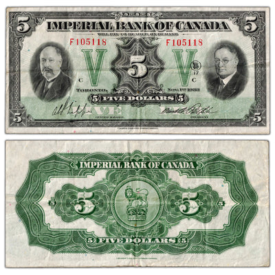 $5 1933 Imperial Bank of Canada Chartered Note #375-20-02 - VF/VF+