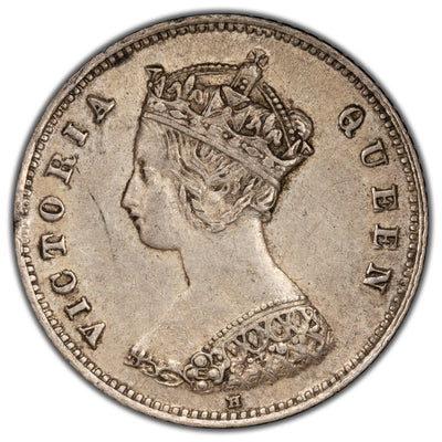 Hong Kong 1876-H 10 Cents Silver Coin - Rim Damage