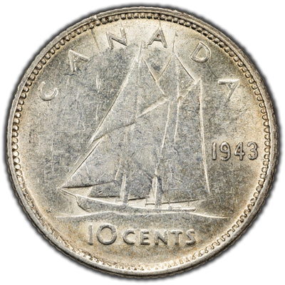 SOLD Canada 1943 10 Cents Dime Silver Coin - EF