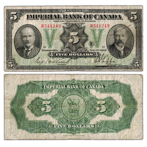 SOLD $5 1923 Imperial Bank of Canada Chartered Note #375-18-02- Fine