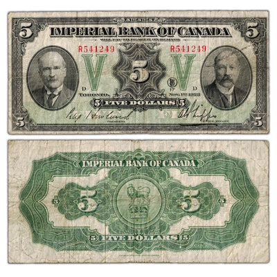 SOLD $5 1923 Imperial Bank of Canada Chartered Note #375-18-02- Fine