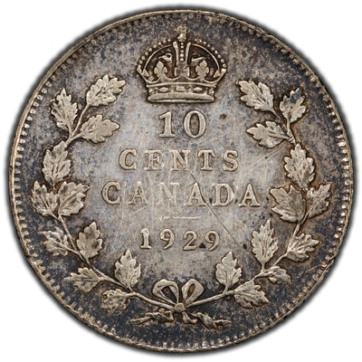SOLD Canada 1929 10 Cents Dime Silver Coin - Cleaned