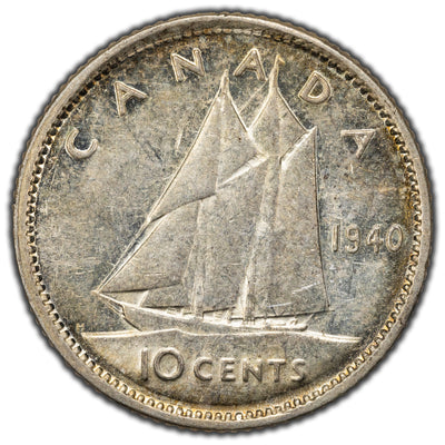 SOLD Canada 1940 10 Cents Dime Silver Coin - EF/AU