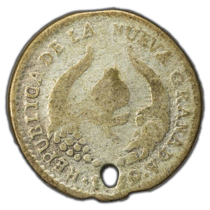 SOLD Colombia 1839 1/2 Real Silver Coin KM #96.1 - Holed