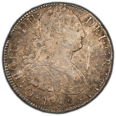 SOLD Mexico 1792 8 Reales Silver Coin KM #109 - Corrosion