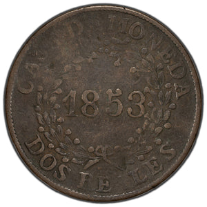 SOLD Argentina Buenos Aires 1853 2 Reales Coin CJ #18
