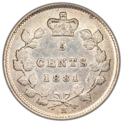 Canada 1881-H 5 Cents Silver Coin - Choice EF