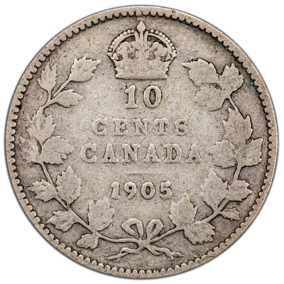 Canada 1905 10 Cents Dime Silver Coin - G-4