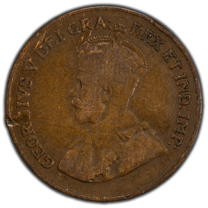 SOLD Canada 1925 1 Small Cent Coin - Key Date - VG (rim issue)