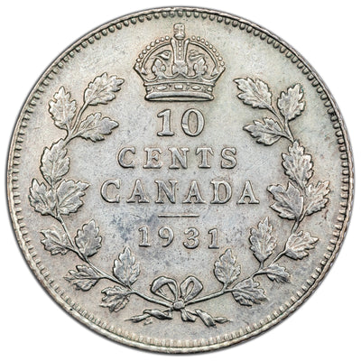 Canada 1931 10 Cents Dime Silver Coin - EF-40