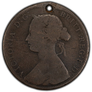 SOLD Nova Scotia 1862 1 One Cent Coin Tough Date - Hole