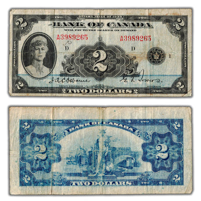 $2 1935 Bank of Canada English Text Note BC-3 - Minor Writing