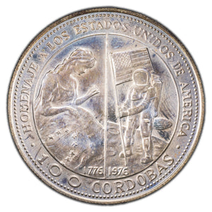 SOLD Nicaragua 1975 100 Cordobas Silver Coin KM #35