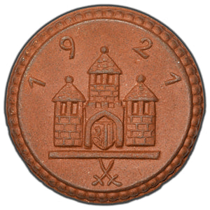 SOLD Germany Freiberg 1921 No Cross 25 Pfennig Notgeld Porcelain Coin