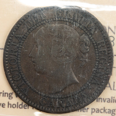 SOLD Canada 1858 1 Large Cent Coin - First Year of Issue - ICCS F-12