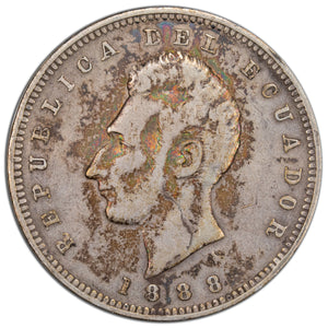 SOLD Ecuador 1888-H 1 One Sucre Silver Coin KM #53