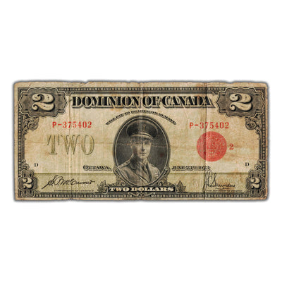 SOLD $2 1923 Dominion of Canada Note Red Seal Series P DC-26g