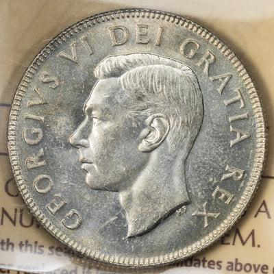 SOLD Canada 1948 50 Cents Half Dollar Silver Coin - ICCS MS-64