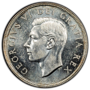 SOLD Canada 1950 SWL Short Water Lines $1 Silver Dollar Coin - UNC+