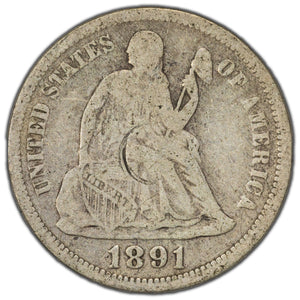 SOLD United States 1891 10 Cents Seated Liberty Dime Silver Coin