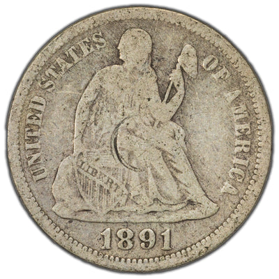 United States 1891 10 Cents Seated Liberty Dime Silver Coin